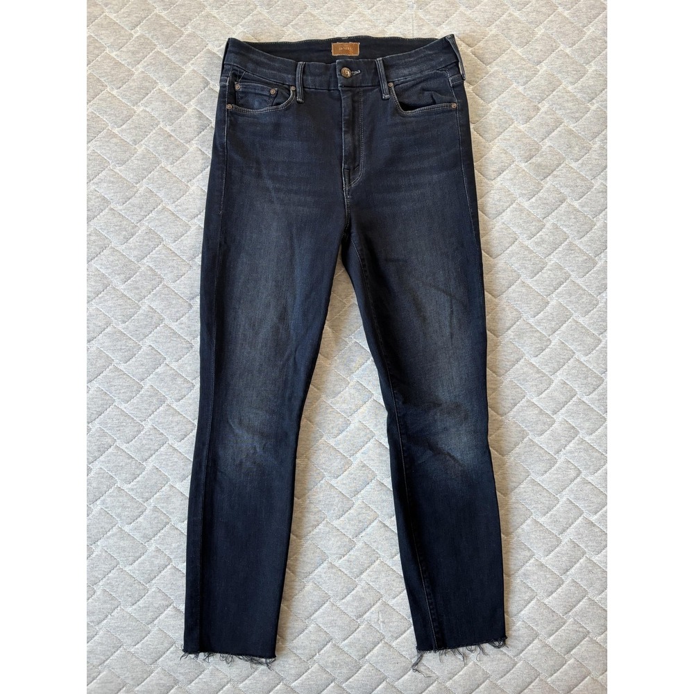 Mother Jeans Womens 26 Blue Mid Rise Looker Ankle Fray‎ Skinny Stretch Denim